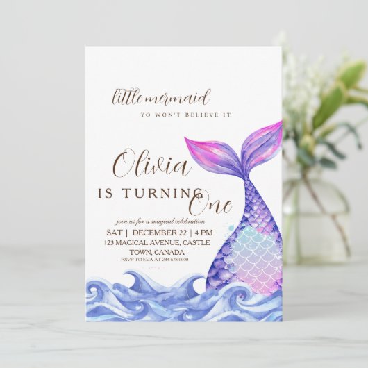 マーメイドファースト誕生日パーティーかわいい海 招待状 (スタンド正面)
