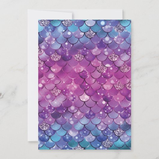 マーメイドファースト誕生日ピンクブルー金ゴールドグリッター 招待状 (裏面)