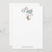 マーメイドフィッシュの文房具パーソナライズされた ノートカード (正面/裏面)