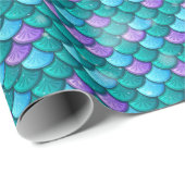 マーメイドフィッシュはかりで測テールグリーン&パープルパターン ラッピングペーパー (ロールコーナー)