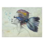 マーメイドフィッシュウーマンサーレアルアートファンタジースケッチ フォトプリント            (正面)