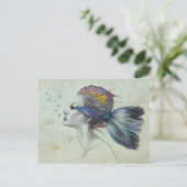 マーメイドフィッシュウーマンサーレアルアートファンタジースケッチ ポストカード (スタンド正面)