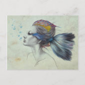 マーメイドフィッシュウーマンサーレアルアートファンタジースケッチ ポストカード (正面)