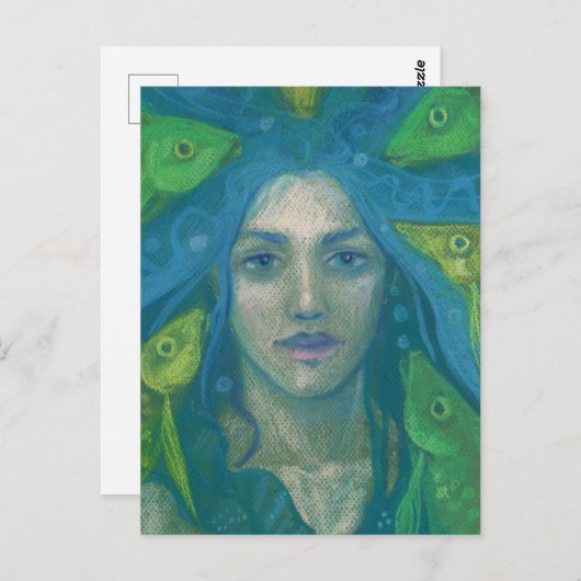 マーメイドフィッシュサーレアルファンタジーア絵画ート ポストカード (正面/裏面)