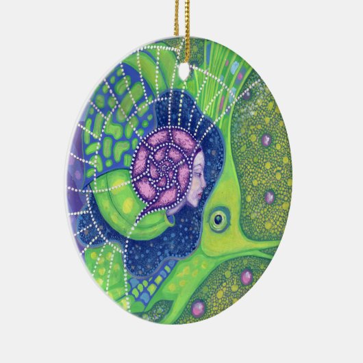マーメイドフィッシュ水中サーレアルファンタジー絵画ズ セラミックオーナメント (右)