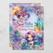 マーメイドフェアリー誕生日パーティー 招待状 (正面/裏面)