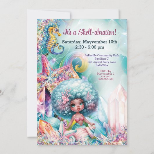 マーメイドフェアリー魔法の誕生日パーティー 招待状 (裏面)