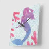 マーメイドフレンズI スクエア壁時計 (傾斜)