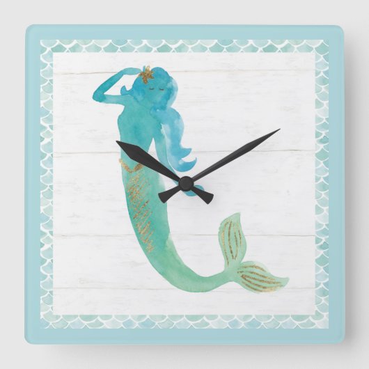 マーメイドフレンズIV スクエア壁時計 (正面)