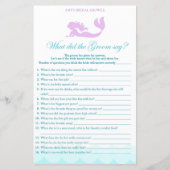 マーメイドブライダルシャワーゲーム – 新郎は何と言った (正面)