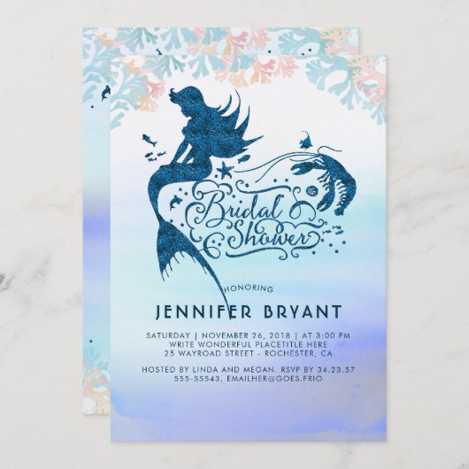 マーメイドブライダルシャワーザシーオブラブ 招待状 (正面/裏面)