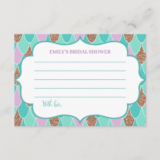 マーメイドブライダルシャワーデイトナイトカード エンクロージャーカード (正面)
