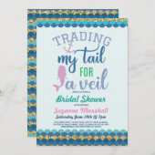 マーメイドブライダルシャワー招待状金ゴールドグリッターシー 招待状 (正面/裏面)