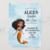 マーメイドブラックの誕生日招待状テンプレート 招待状 (正面/裏面)