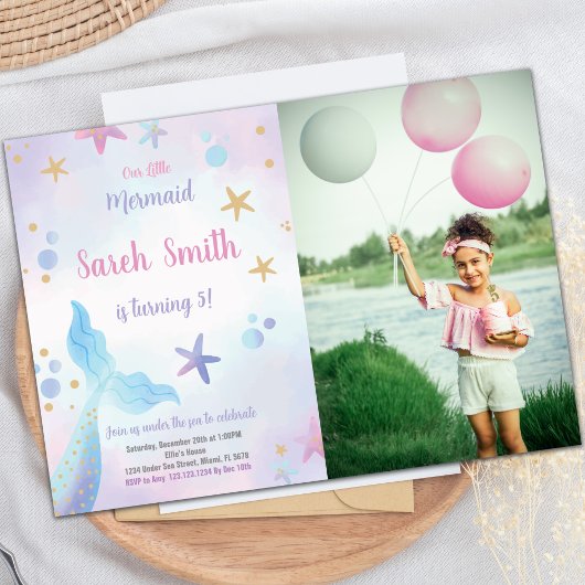 マーメイドブルーテールアンダーザシー誕生日 招待状