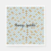 マーメイドブルー金ゴールドグリッタースパークル スタンダードランチョンナプキン (正面)