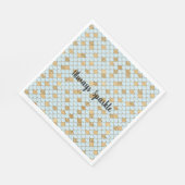 マーメイドブルー金ゴールドグリッタースパークル スタンダードランチョンナプキン (角)