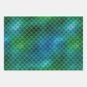 マーメイドブルー金ゴールドグリッタースパークル ラッピングペーパーシート (正面3)