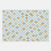 マーメイドブルー金ゴールドグリッタースパークル ラッピングペーパーシート (正面)