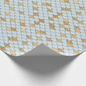 マーメイドブルー金ゴールドグリッタースパークル ラッピングペーパー (角)