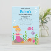 マーメイドブロンド誕生日招待状 招待状 (スタンド正面)