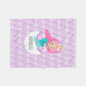 マーメイドプリンセスガールキッズかわいいパープルシーシェル フリースブランケット (正面(横))