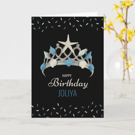 マーメイドプリンセスシークラウン誕生日 カード (黄色い花)