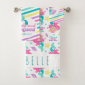 マーメイドプリンセススクワッドピンクブルーイエローストライプズ バスタオルセット (インサイチュ)