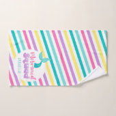 マーメイドプリンセススクワッドピンクブルーイエローストライプズ バスタオルセット (ハンドタオル)