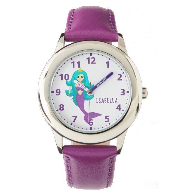 マーメイドプリンセスパープルネームガール 腕時計 (正面)