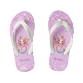 マーメイドプリンセスピンクグリッター名女 キッズビーチサンダル (フットベッド)