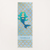 マーメイドプリンセスブルーパープルティール(緑がかった色)はかりで測女 ヨガマット (正面)