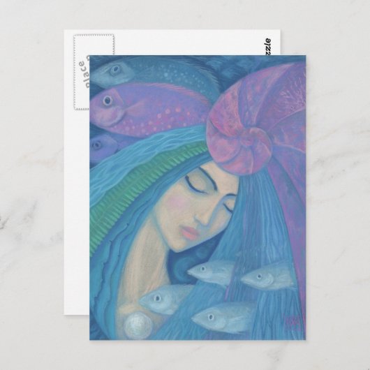 マーメイドプリンセス、ウォーターファンタジースレ絵画アル ポストカード (正面/裏面)