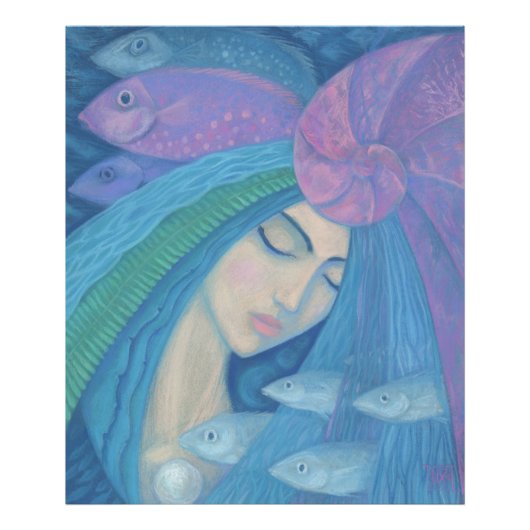 マーメイドプリンセス、水中ファンタジー、ピンクブルー フォトプリント            (正面)