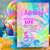 マーメイドプールシーパーティーピンクスパークルグリッター 招待状