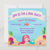マーメイドプールパーティの招待状カスタム誕生日 招待状 (正面)