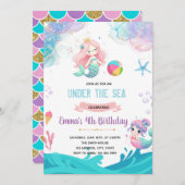 マーメイドプールパーティの招待状 招待状 (正面/裏面)