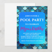 マーメイドプールパーティーの招待状 招待状 (正面/裏面)