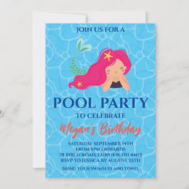 マーメイドプールパーティーの招待状 招待状