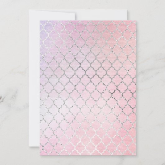 マーメイドプールパーティーパープルピンクシルバーグリッターガール 招待状 (裏面)