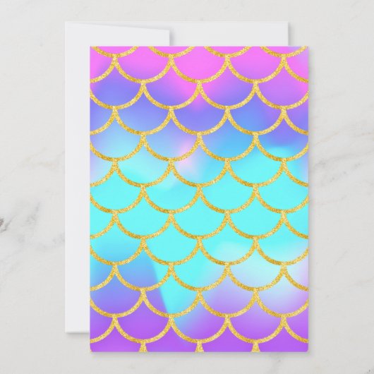 マーメイドプールパーティーピンクマーメイド誕生日 招待状 (裏面)