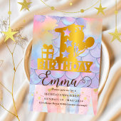 マーメイドプールパーティーピンクマーメイド1歳 招待状