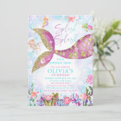 マーメイドプールパーティー誕生日招待状 招待状 (スタンド正面)