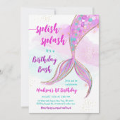 マーメイドプールパーティー誕生日 招待状 (正面)