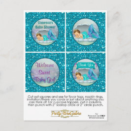 マーメイドベイビーシャワーカップケーキトッパーメッセージカード130 ポストカード