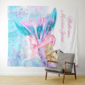 マーメイドベイビーシャワーバックドランドブルネットマーメイド タペストリー (インサイチュ(横))