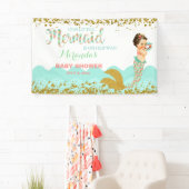 マーメイドベビーガールコーラルピーチミント金ゴールド 横断幕 (インサイチュ)