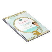 マーメイドベビーガールピーチミント金ゴールドコーラルアクア ノートブック (右側)