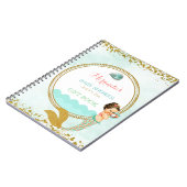 マーメイドベビーガールピーチミント金ゴールドコーラルアクア ノートブック (左側)
