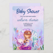 マーメイドベビーガールベビーシャワー招待状 招待状 (正面/裏面)